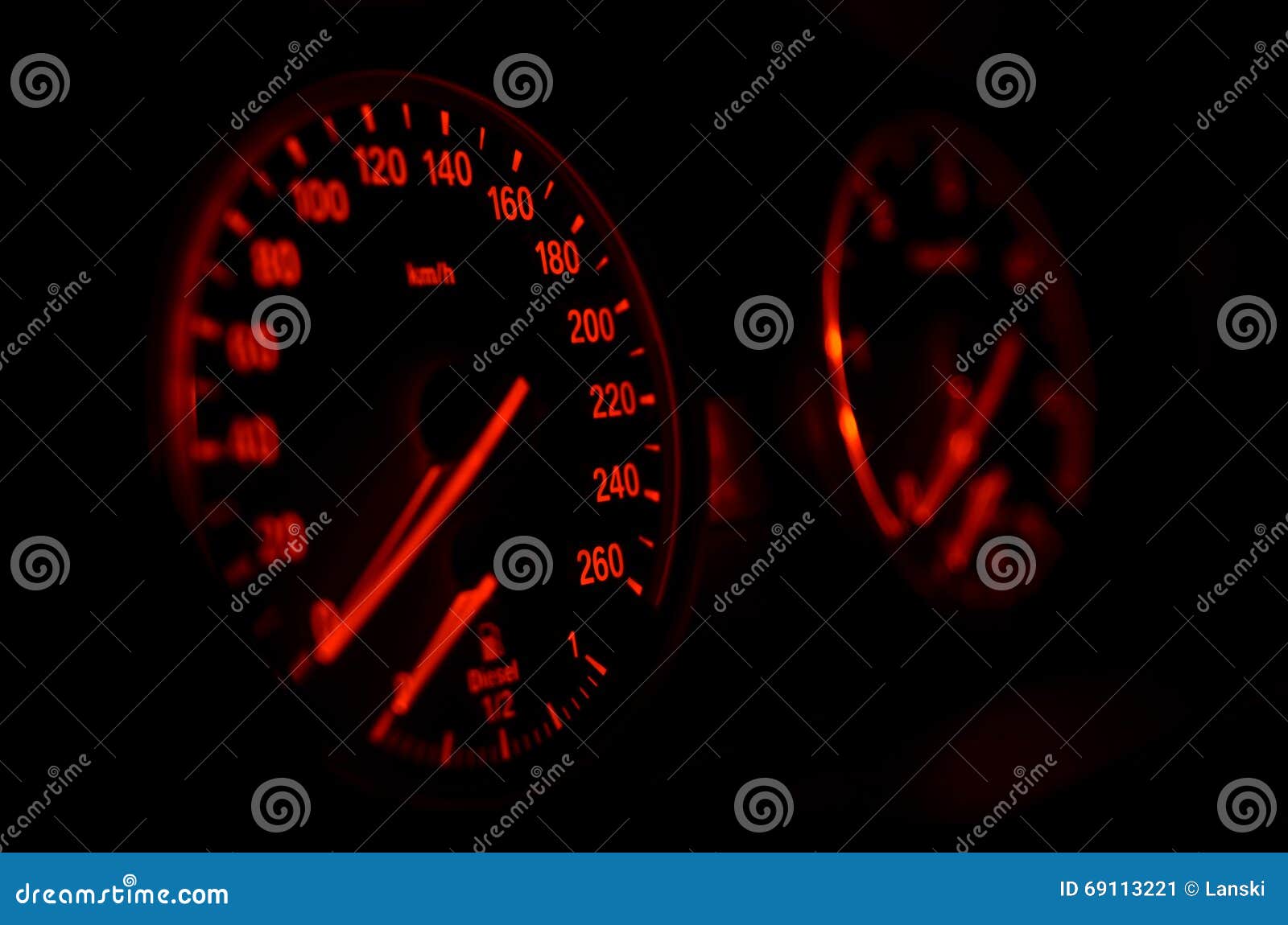 Car speedometer at night stock image. Image of measurement 69113221
