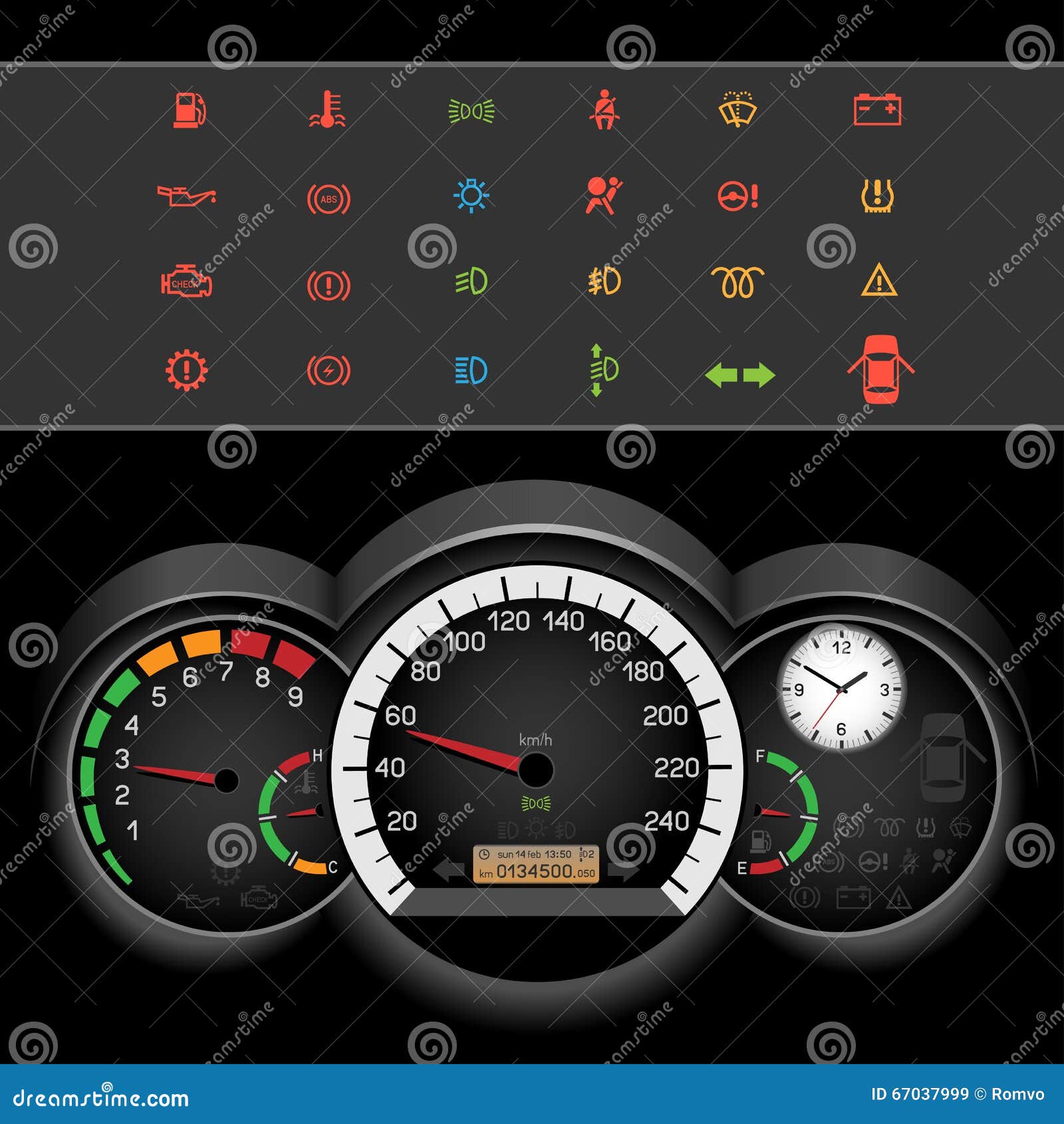 Car Speedometer Night Panel Stock Vector Illustration of dial, brake