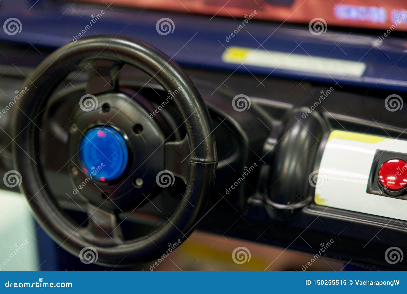 Car Steering of Console of Racer Game Machine in Game Arcade Stock Image Image of cockpit