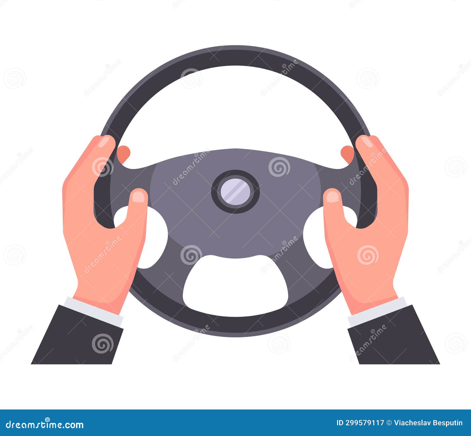 Car Steering Wheel with Hands. Stock Illustration Illustration of