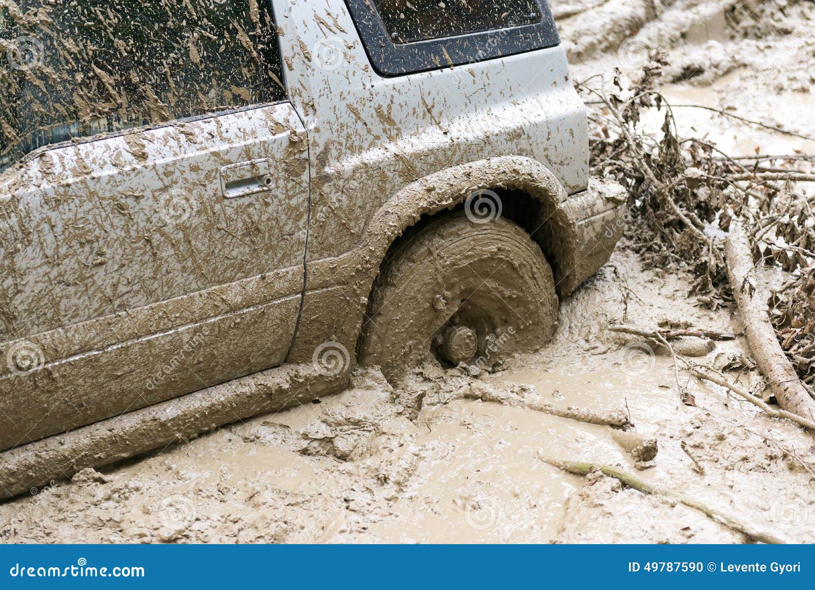 Car stuck in mud stock photo. Image of excitement, horizontal 49787590