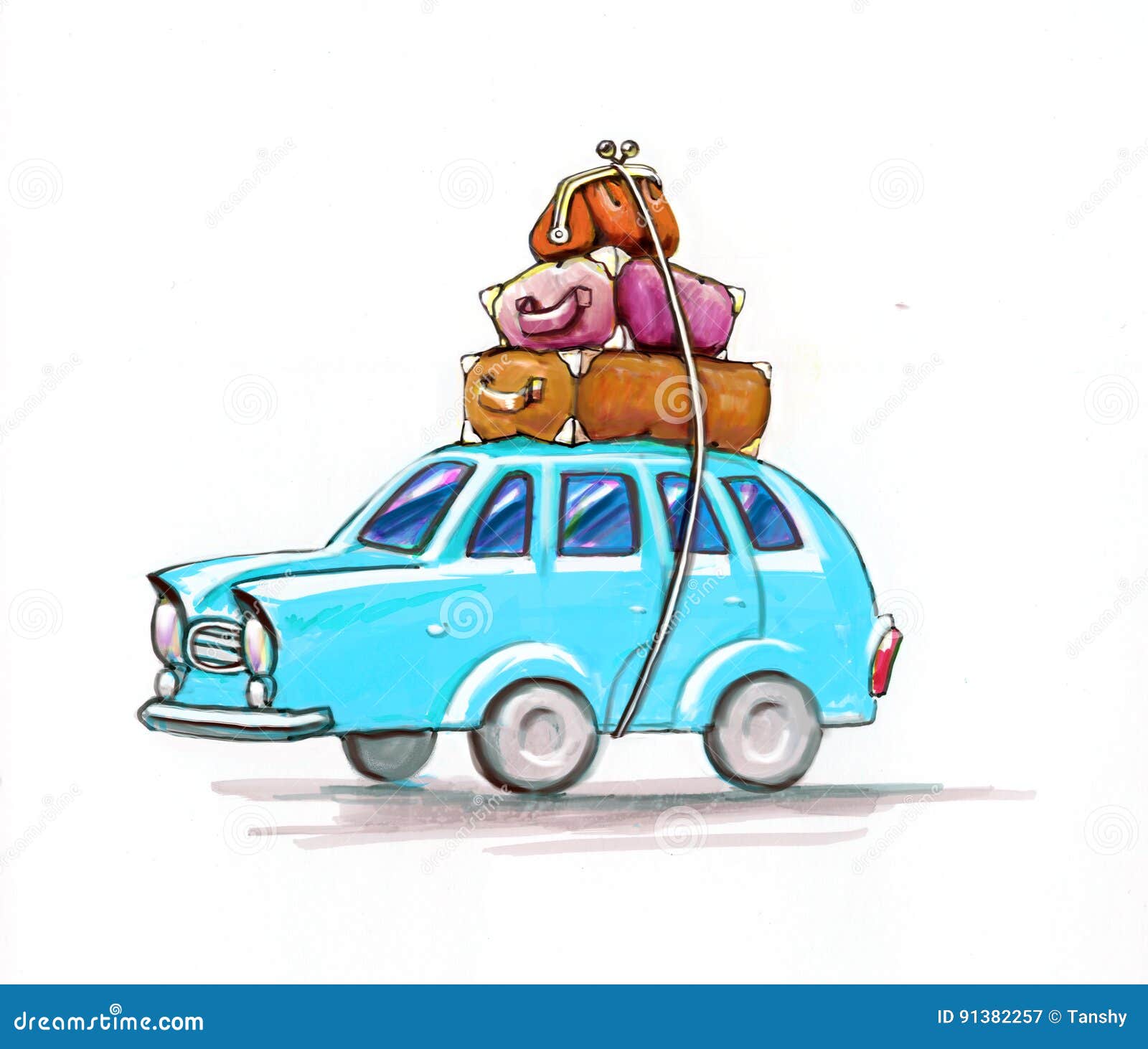 Car with Suitcases, for Travel Stock Illustration - Illustration of  tourism, auto: 91382257