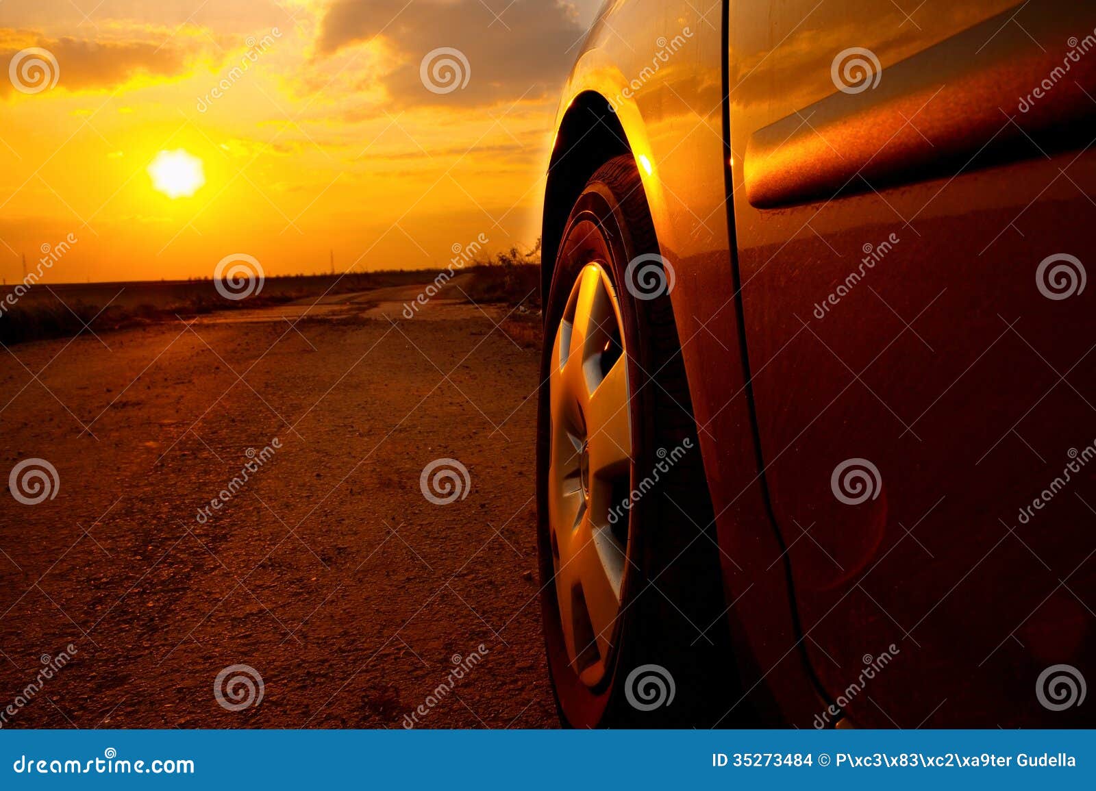 Car Sunset stock photo. Image of clouds, sunshine, transportation