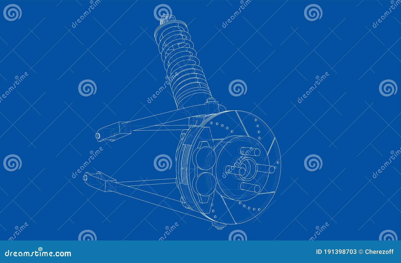 Car Suspension with Shock Absorber Stock Illustration Illustration of