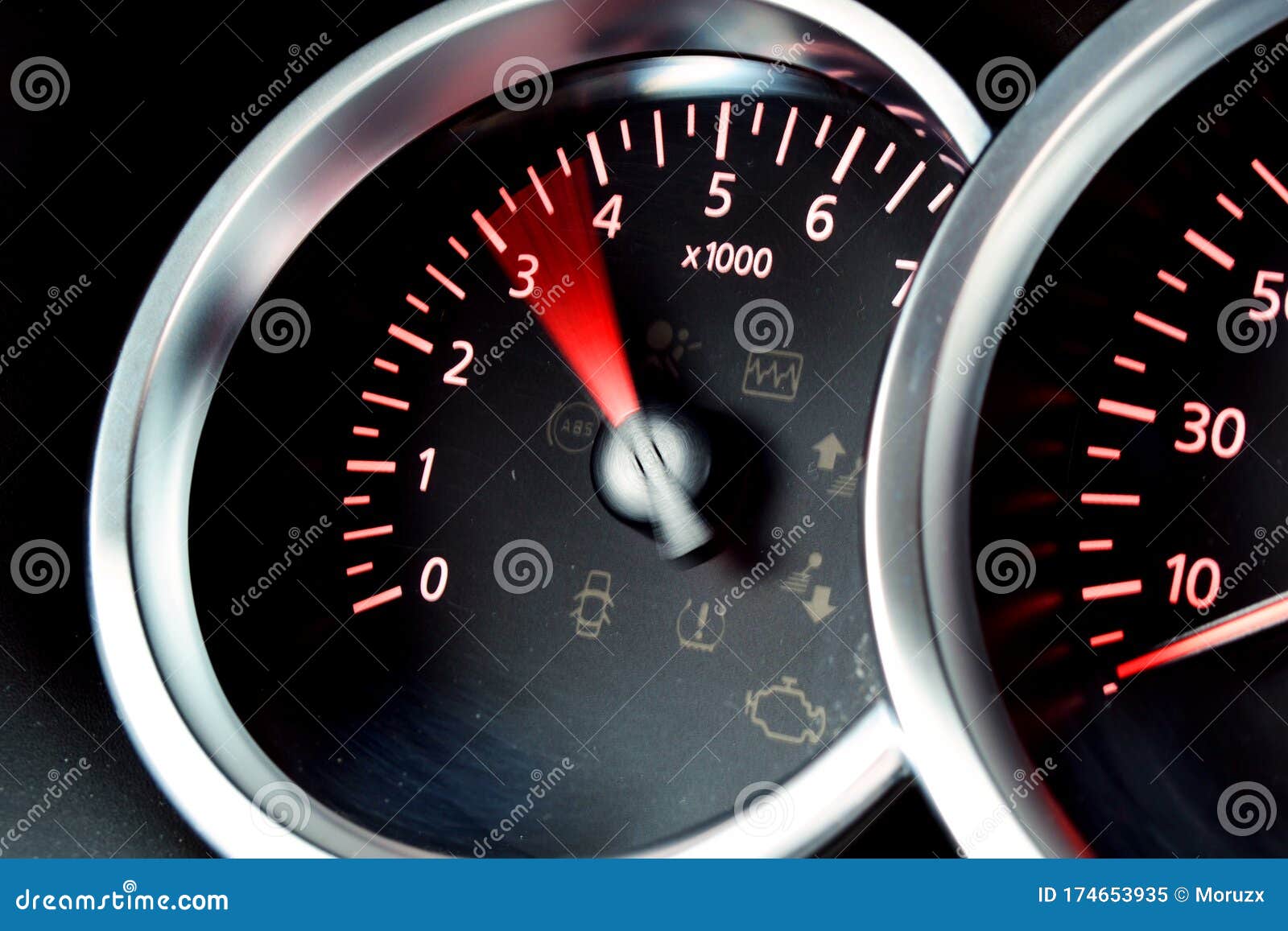 Car Tachometer. Reeving Engine Dashboard. Stock Image Image of sport
