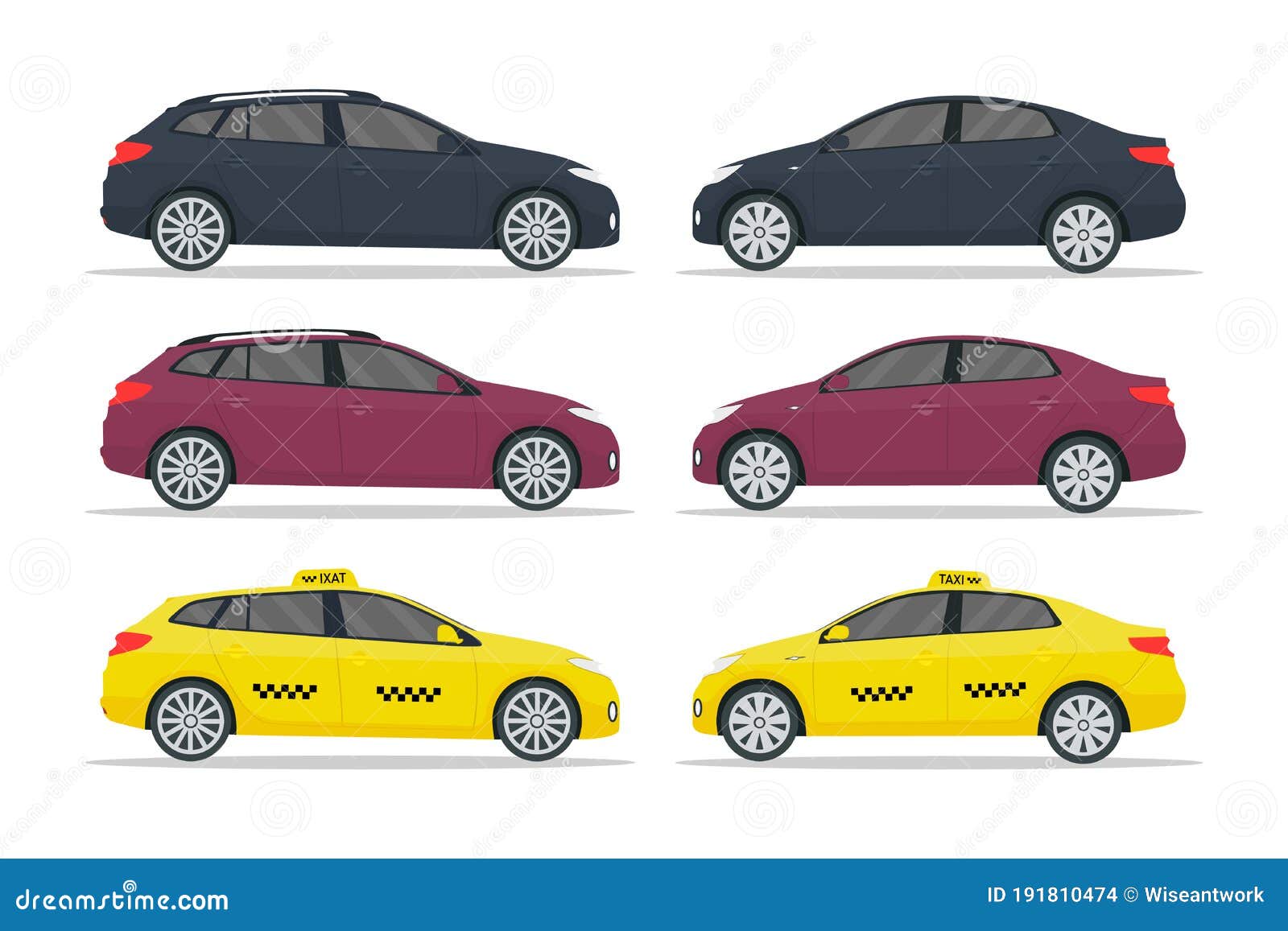 Download Car Taxi Sedan Hatchback Cab Suv Luxury Auto Mockup In Side Realistic Vehicle Isolated On White Background Top Branding Stock Vector Illustration Of Family Traffic 191810474