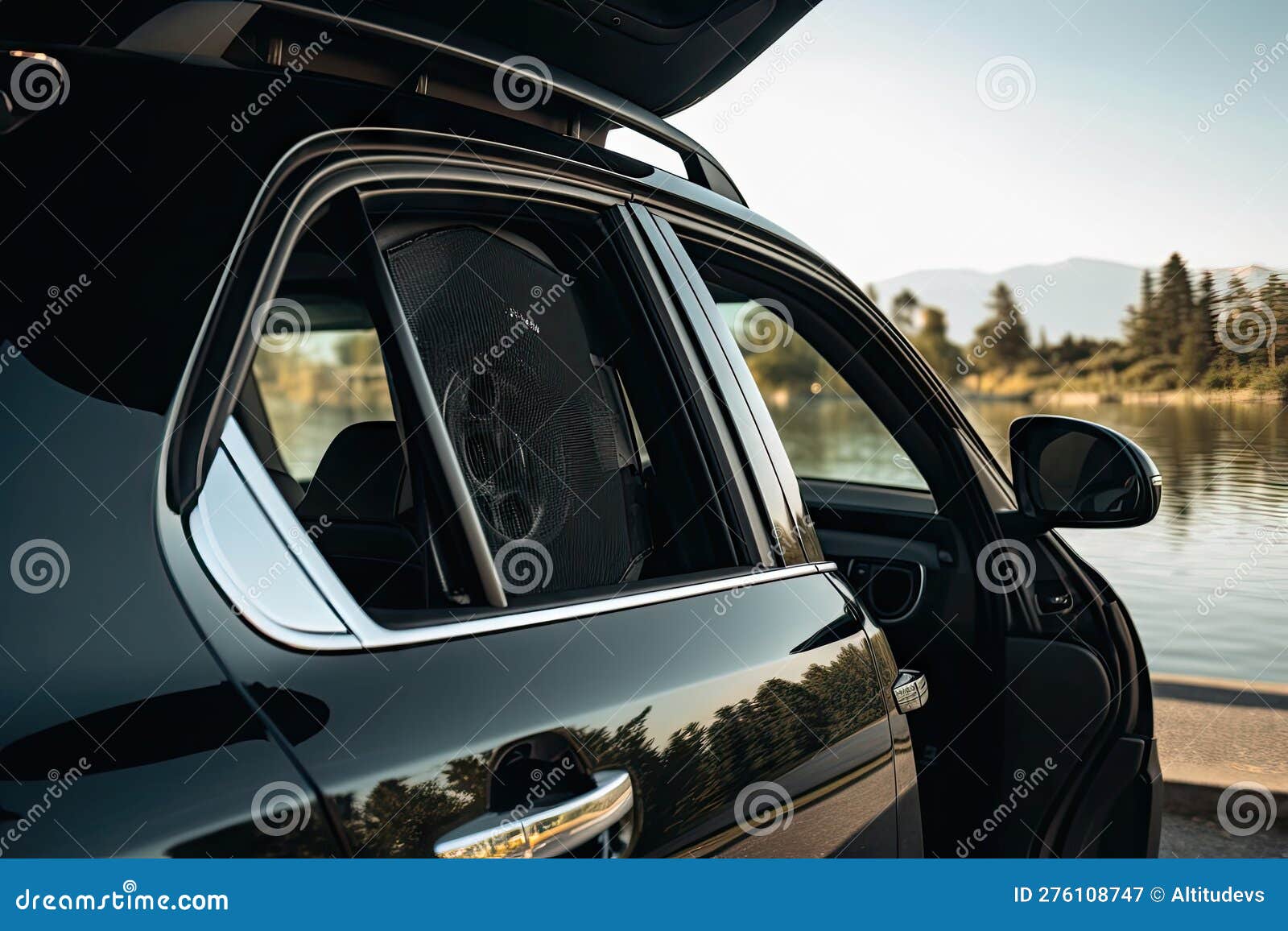 Car with Tinted Windows and Loud Sound System, Ready for a Road Trip