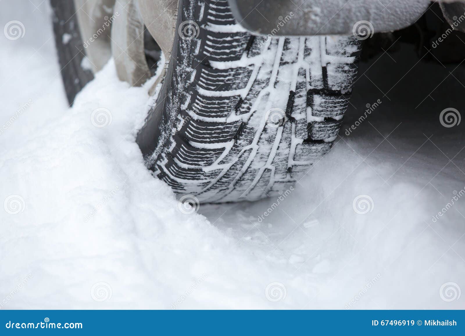 Car Tire in the Snow Close Up Stock Image Image of tyre, vehicle