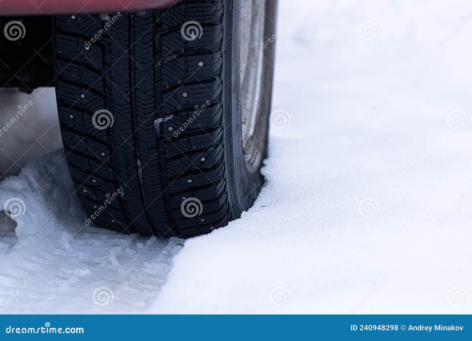 Car Tire in the Snow with a Tread Stock Photo Image of rubber, auto