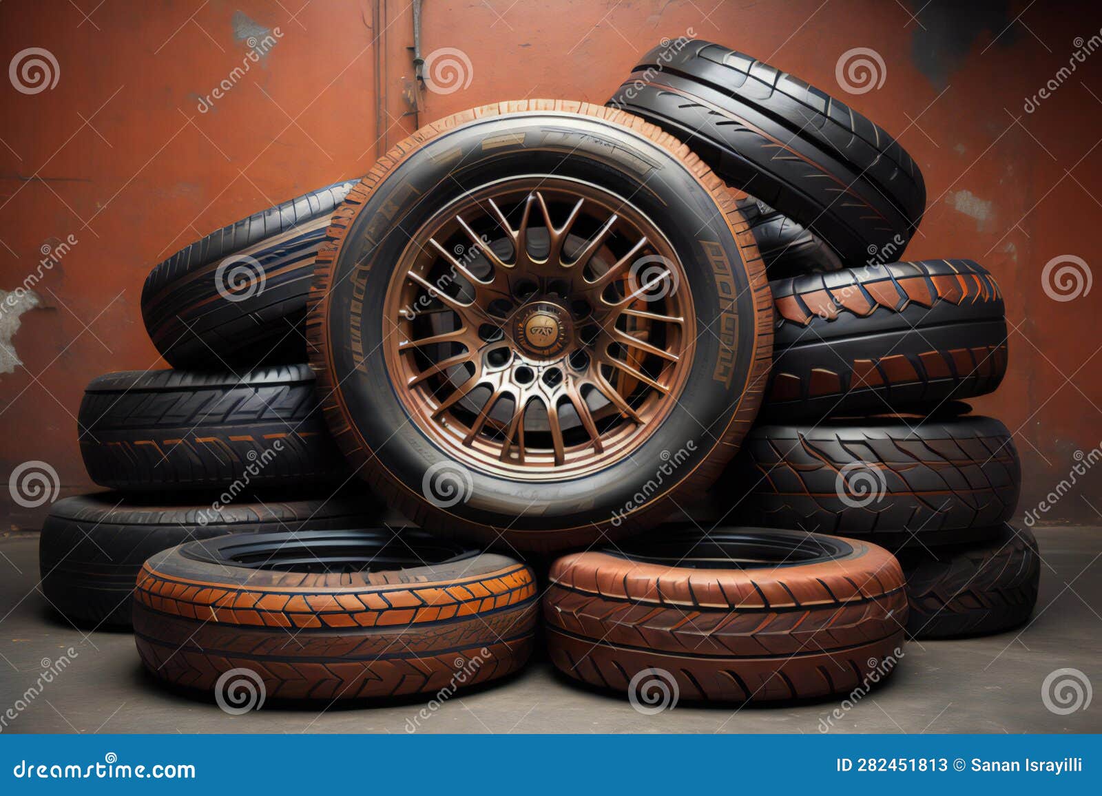Car Tires on Grunge Background. Ai Generated Stock Illustration Illustration of vehicle