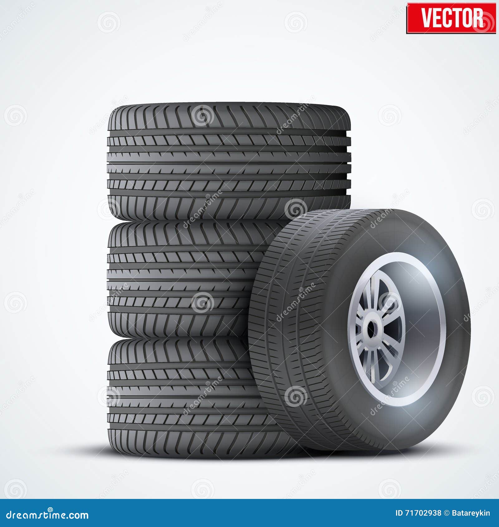 Car Tires and Wheel at Warehouse Stock Vector Illustration of garage