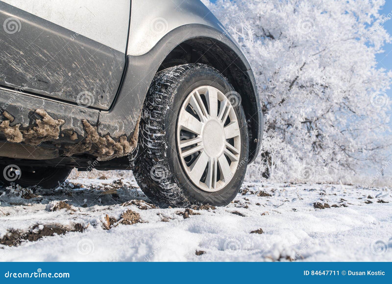 Car tires in winter stock image. Image of automobile 84647711