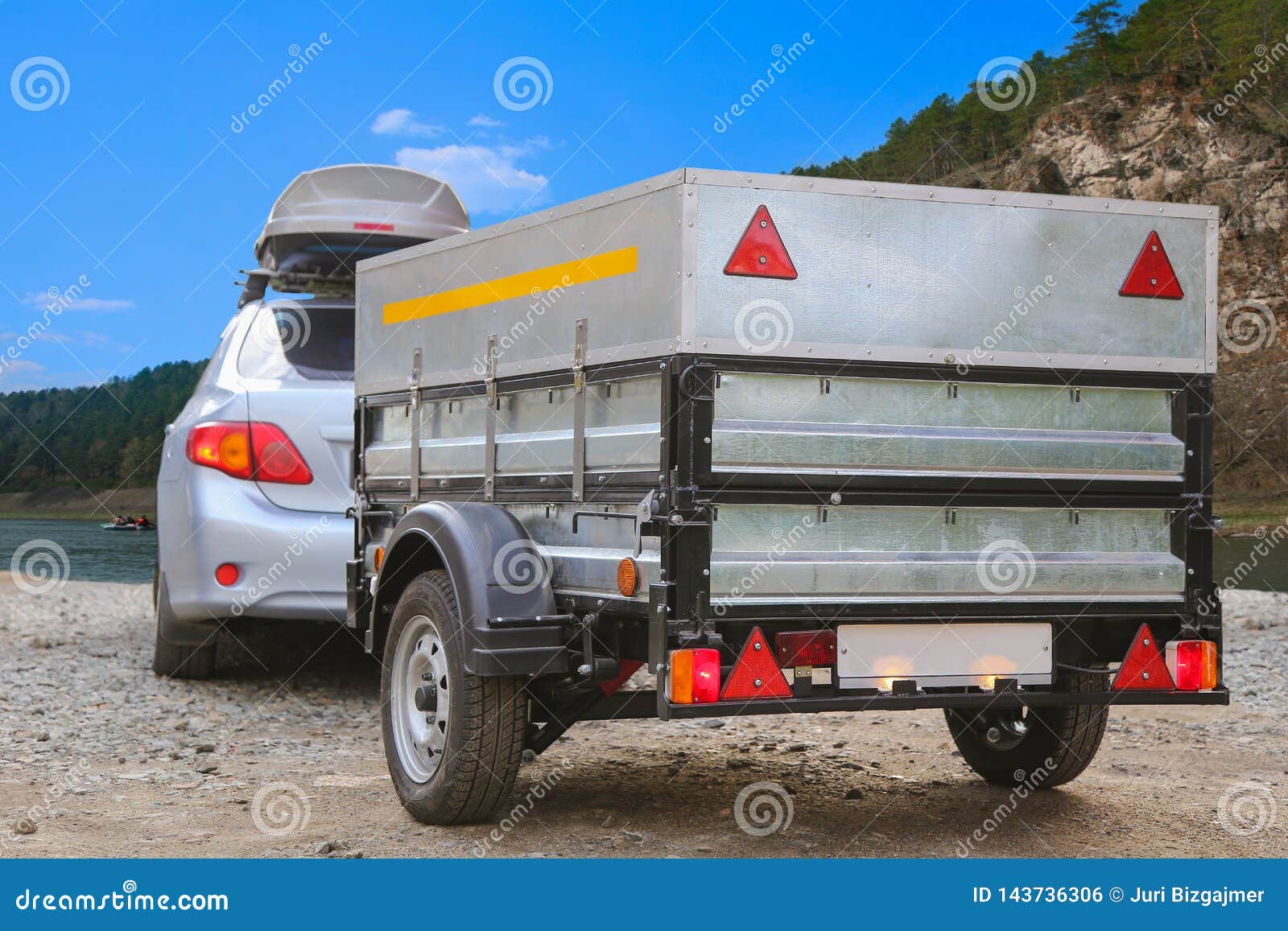Car trailer and roof rack stock photo. Image of season 143736306