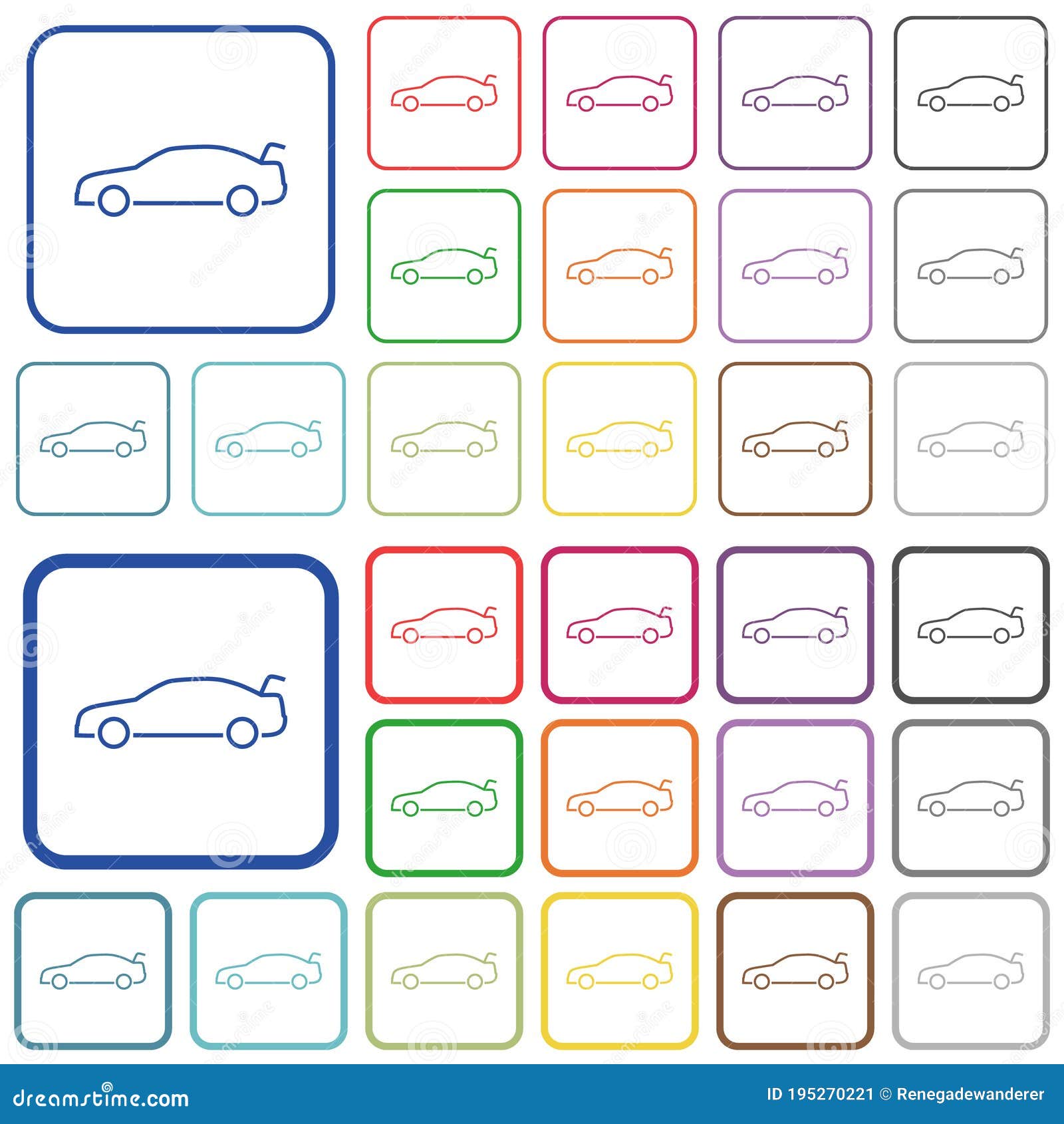 car trunk open dashboard indicator outlined flat color icons