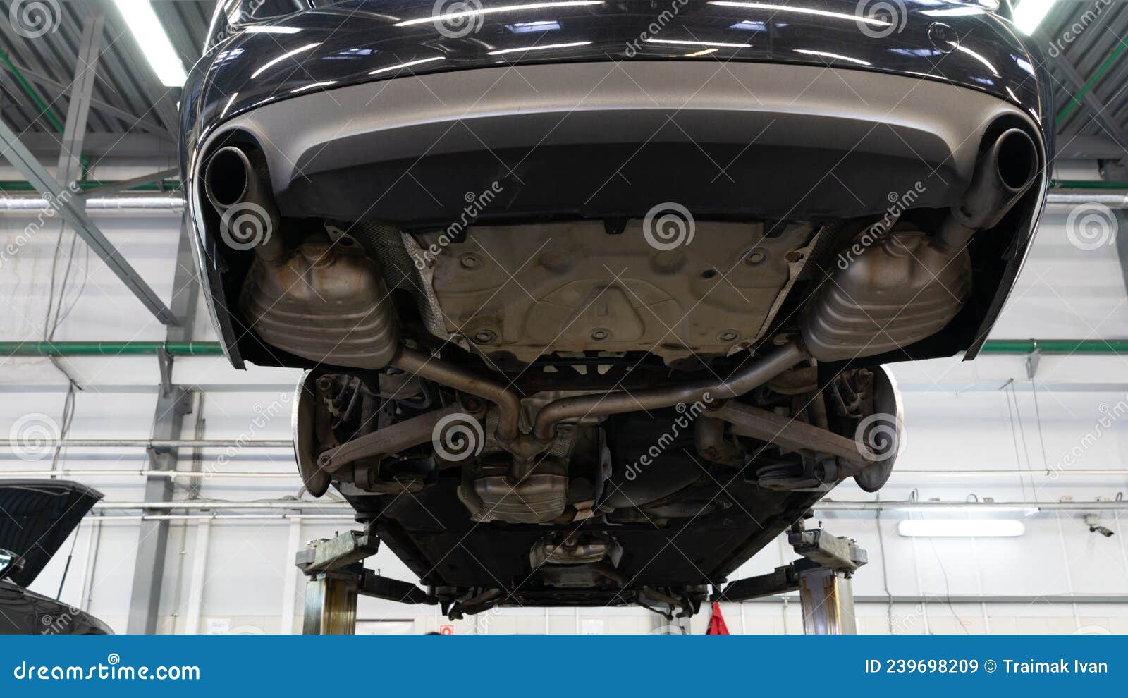Car Underbody on a Lift at an Authorized Stock Image Image
