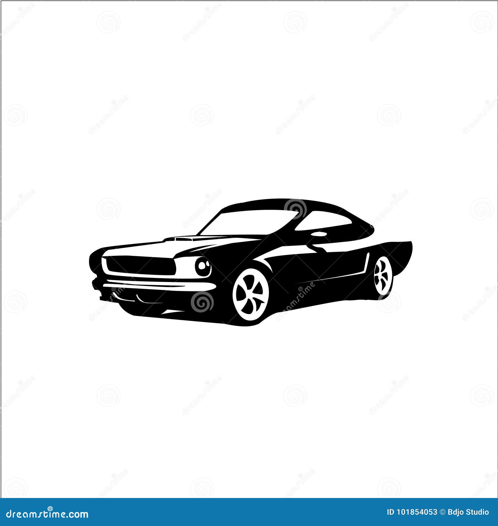 Car Vector Silhouette | Mustang Fastback Stock Vector - Illustration of