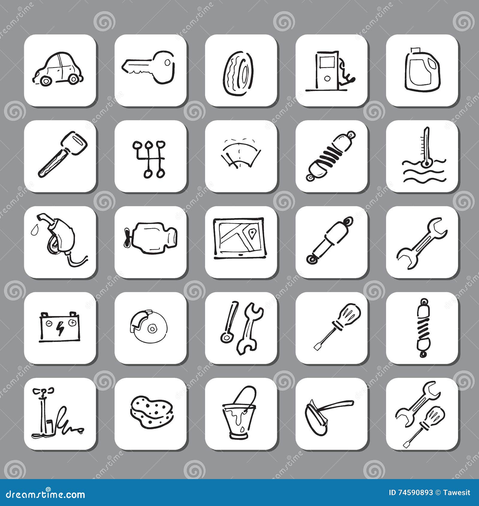 Car And Vehicle Parts Icons Set 1 Stock Vector Illustration Of