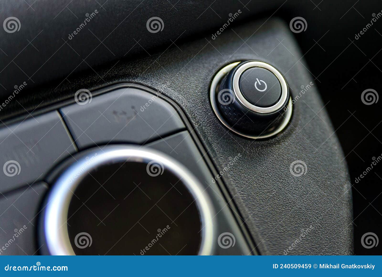 Car Volume Regulator and on and Off Button. Car Interior Stock Image