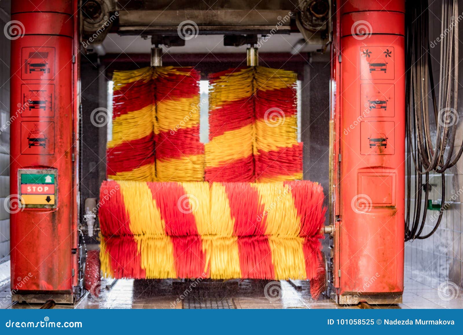 Automatic Car Wash in Action, Car Wash Stock Image Image of blue