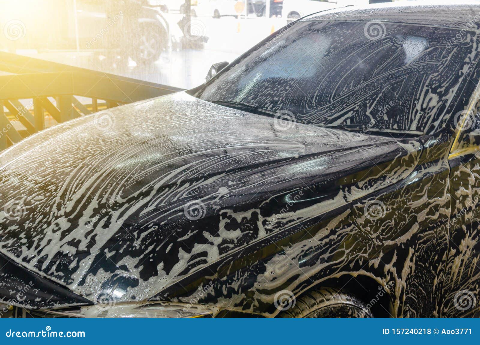 Car wash bubbles stock photo. Image of service, active 157240218
