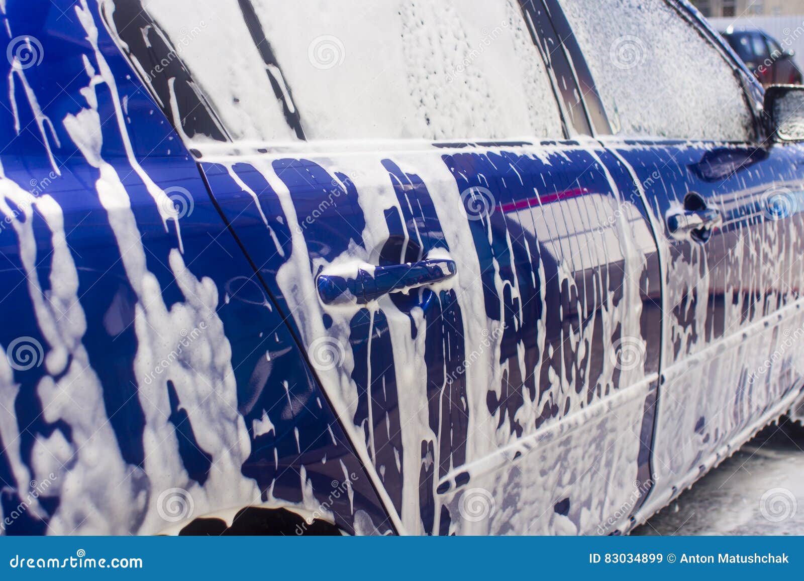 Car Wash with Flowing Water and Foam. Stock Image Image of bath