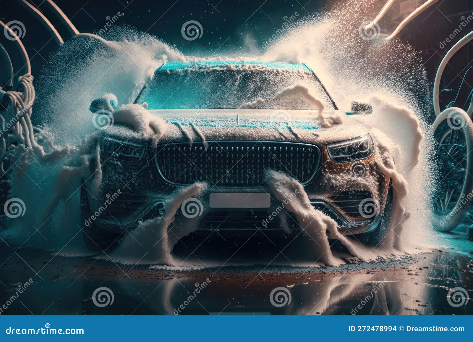 Car Wash with Foam. AI Generated Stock Illustration - Illustration of  service, station: 272478994