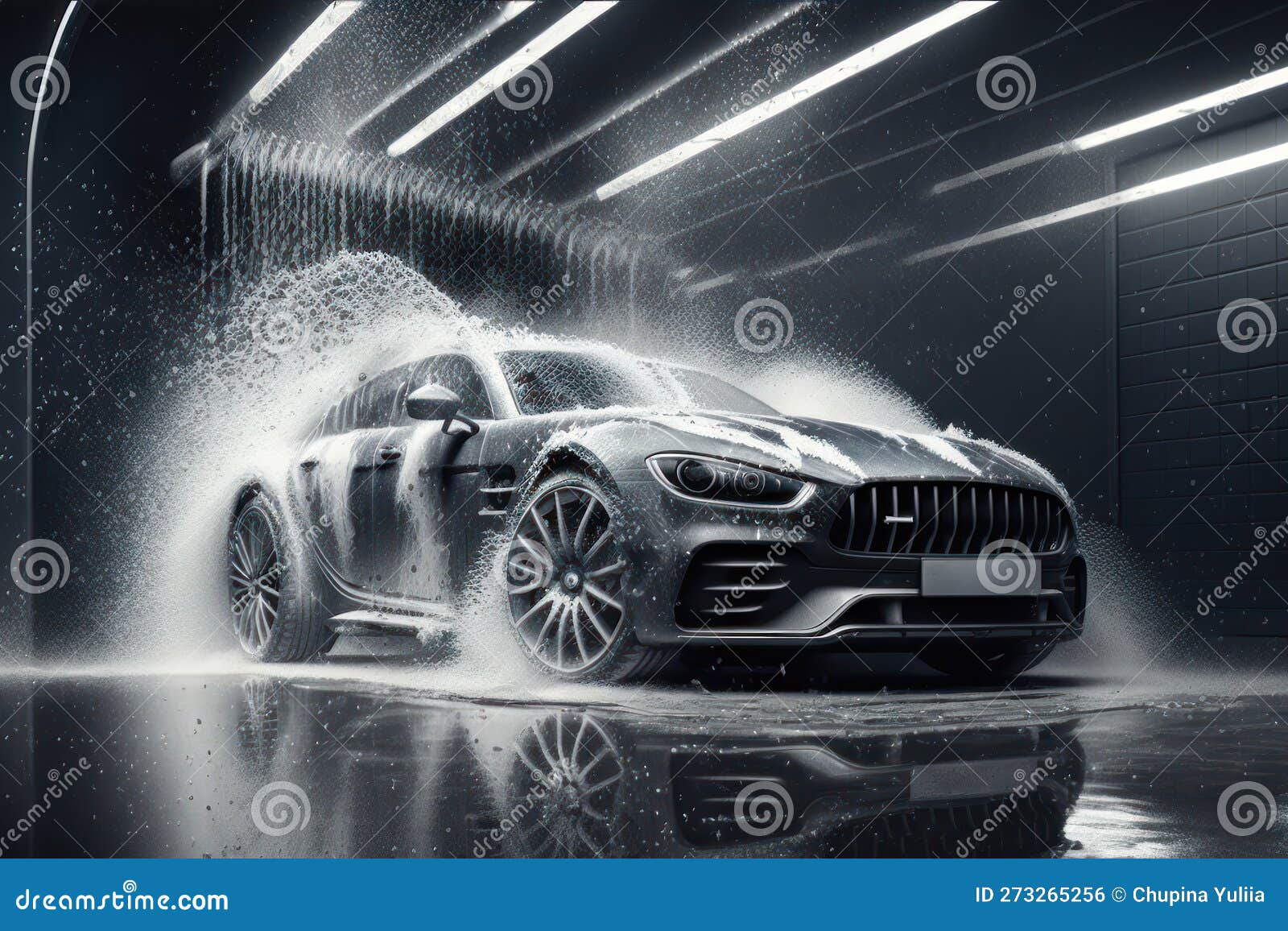 Car Wash with Foam. AI Generated Stock Illustration Illustration of