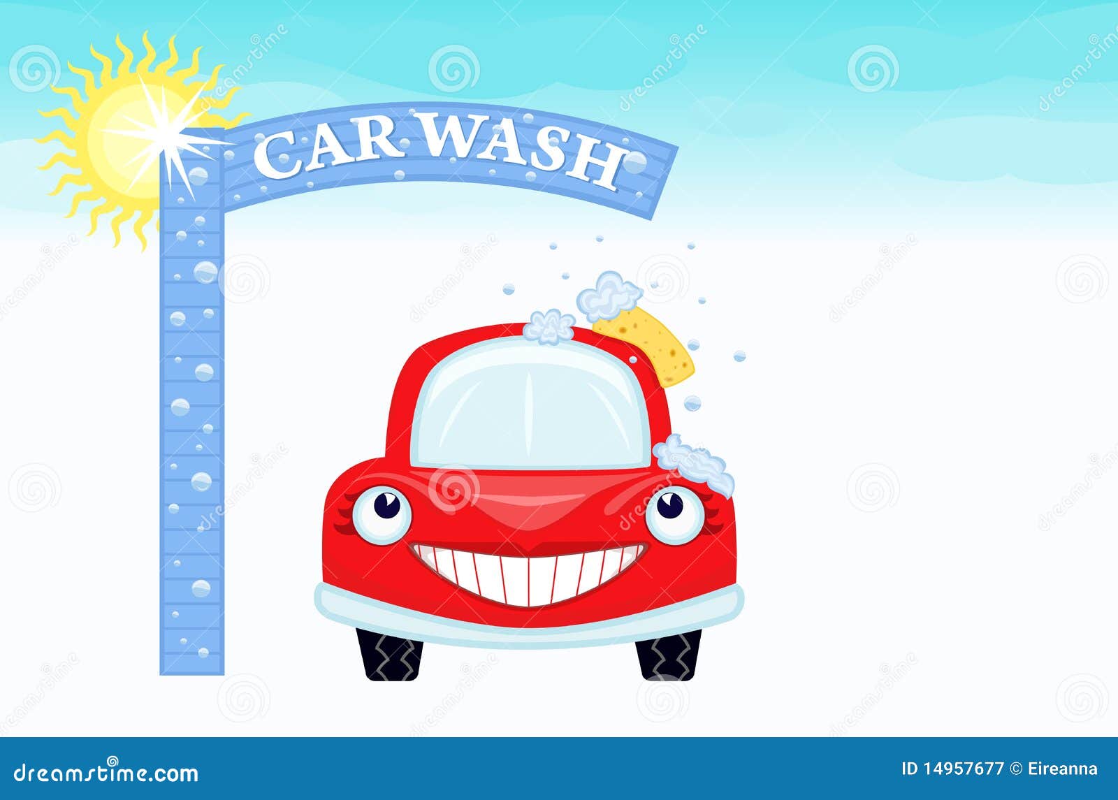 Car wash with happy auto stock vector. Illustration of happy 14957677