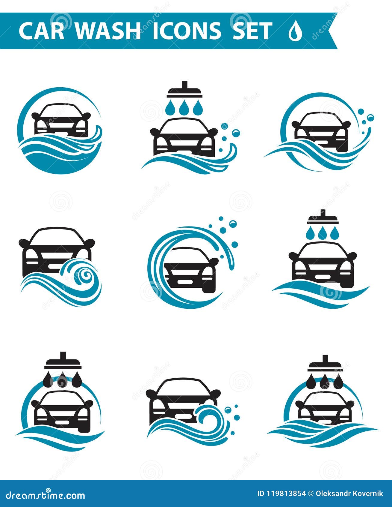 car wash icons set
