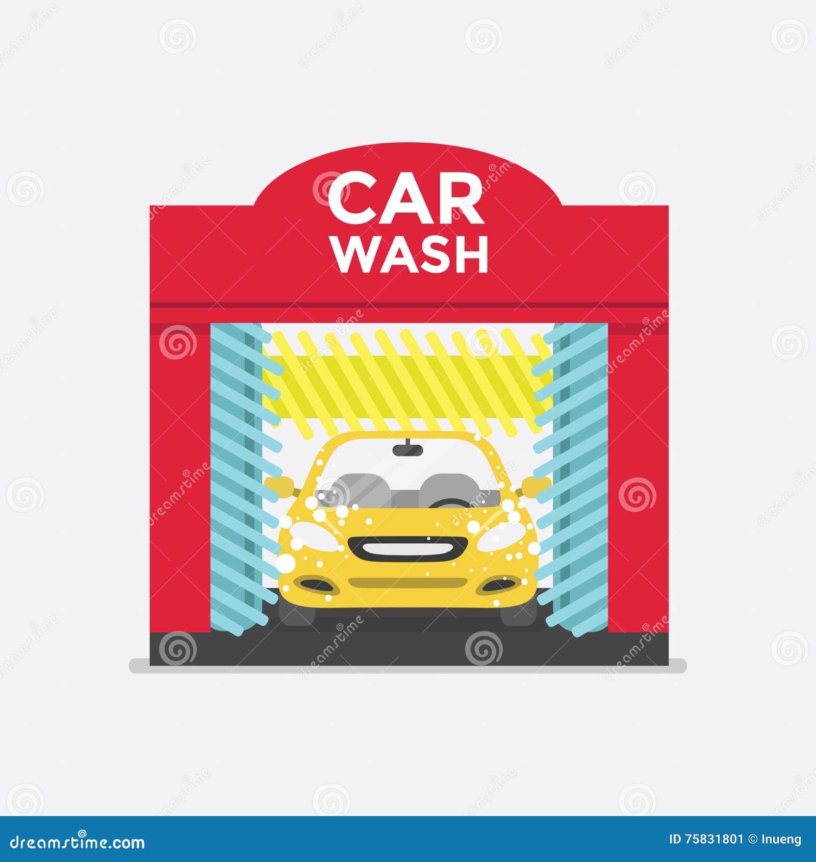 Car Wash Service Station. Vector Stock Vector Illustration of