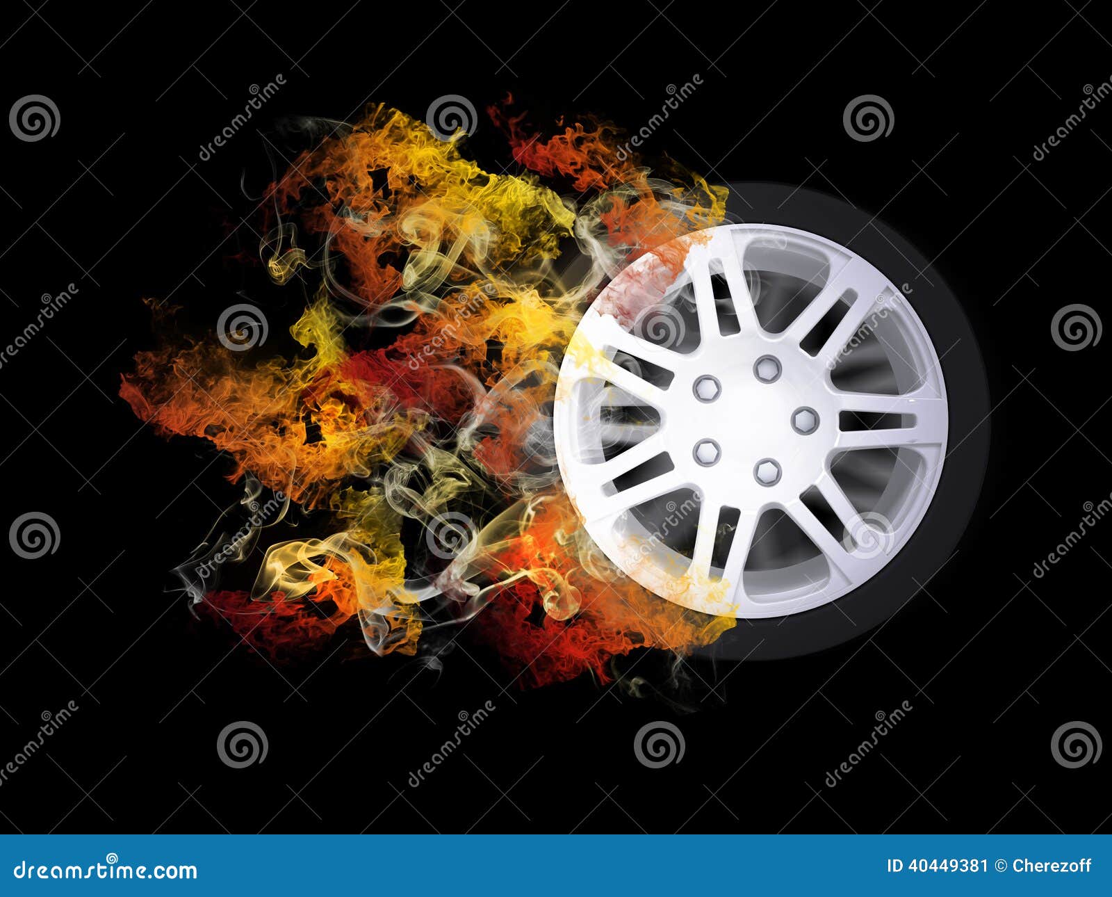 Car Wheel In The Colored Smoke Stock Illustration Illustration of