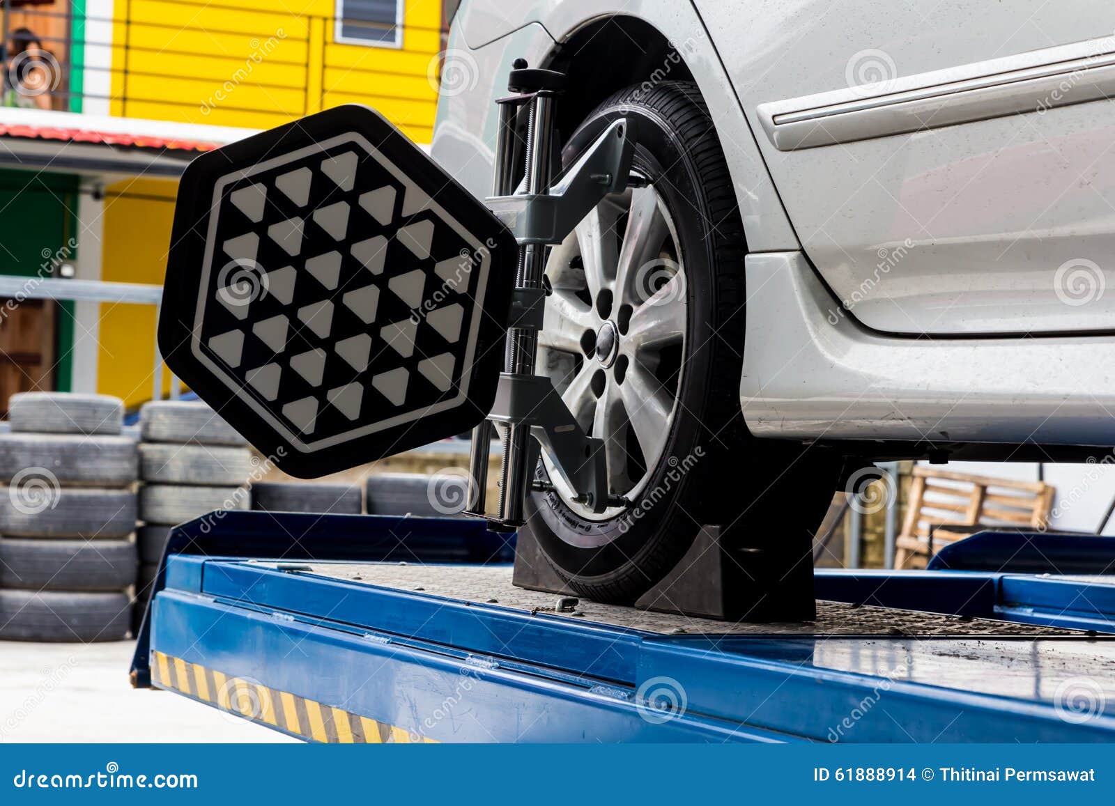 Car Wheel Fixed with Computerized Stock Photo Image of bear