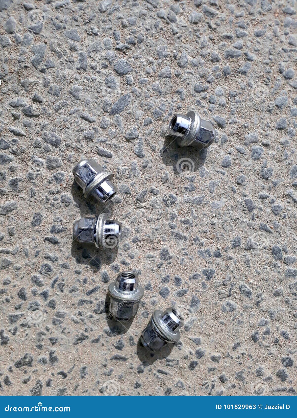 Car Wheel Nuts on the Asphalt Road Stock Image Image of wrench, bolt
