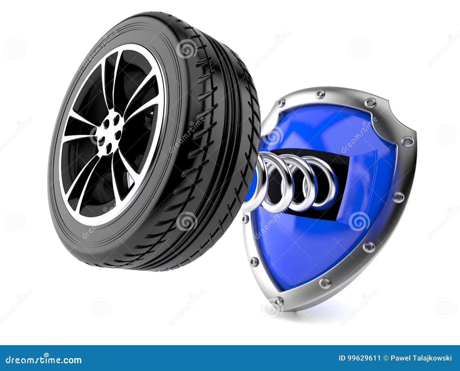 Car Wheel with Protective Shield Stock Illustration Illustration of