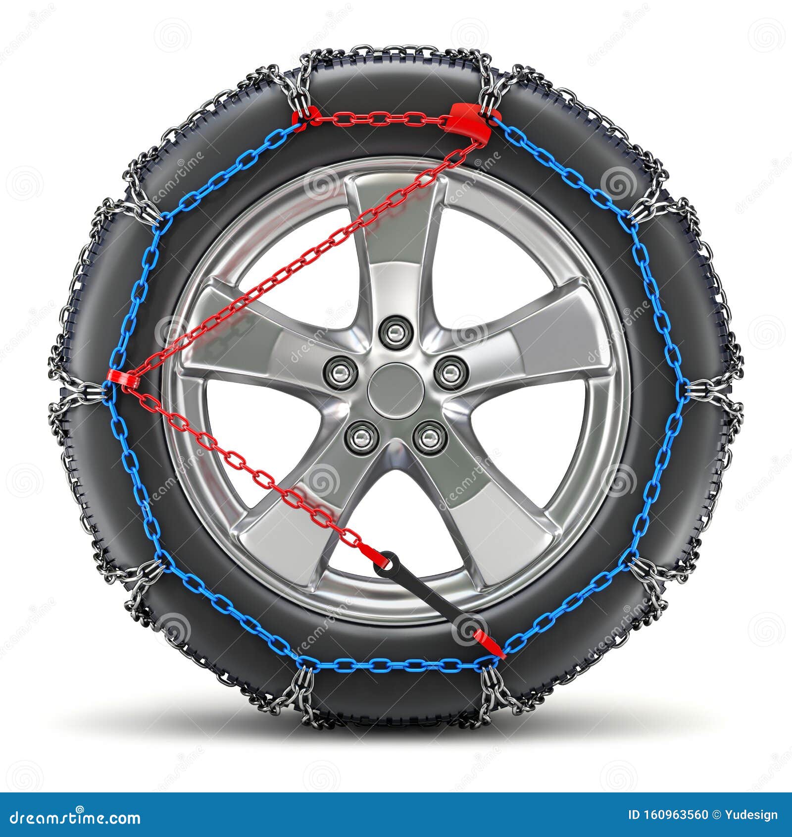 Car wheel with snow chain stock illustration. Illustration of rubber