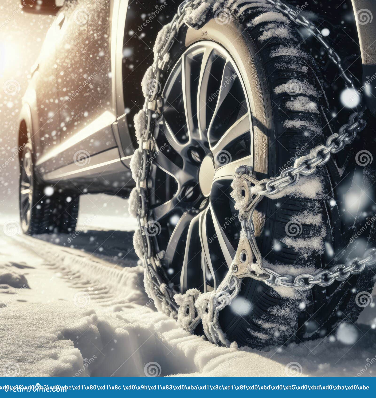 Car Wheel Stuck in the Snow. Ai Generative Stock Image Image of