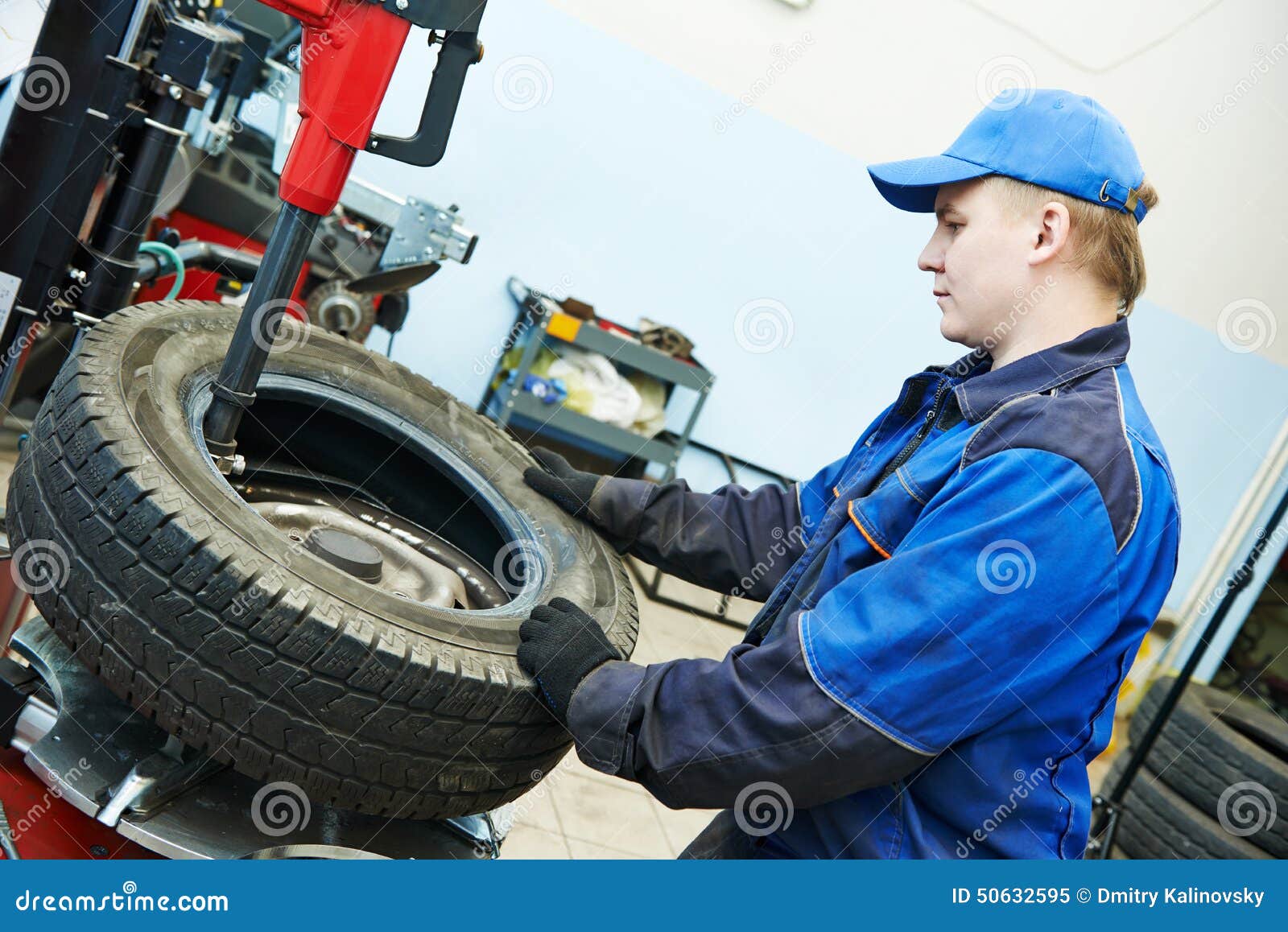 Car Wheel Tyre Fitting or Replacement Stock Image Image of machinist