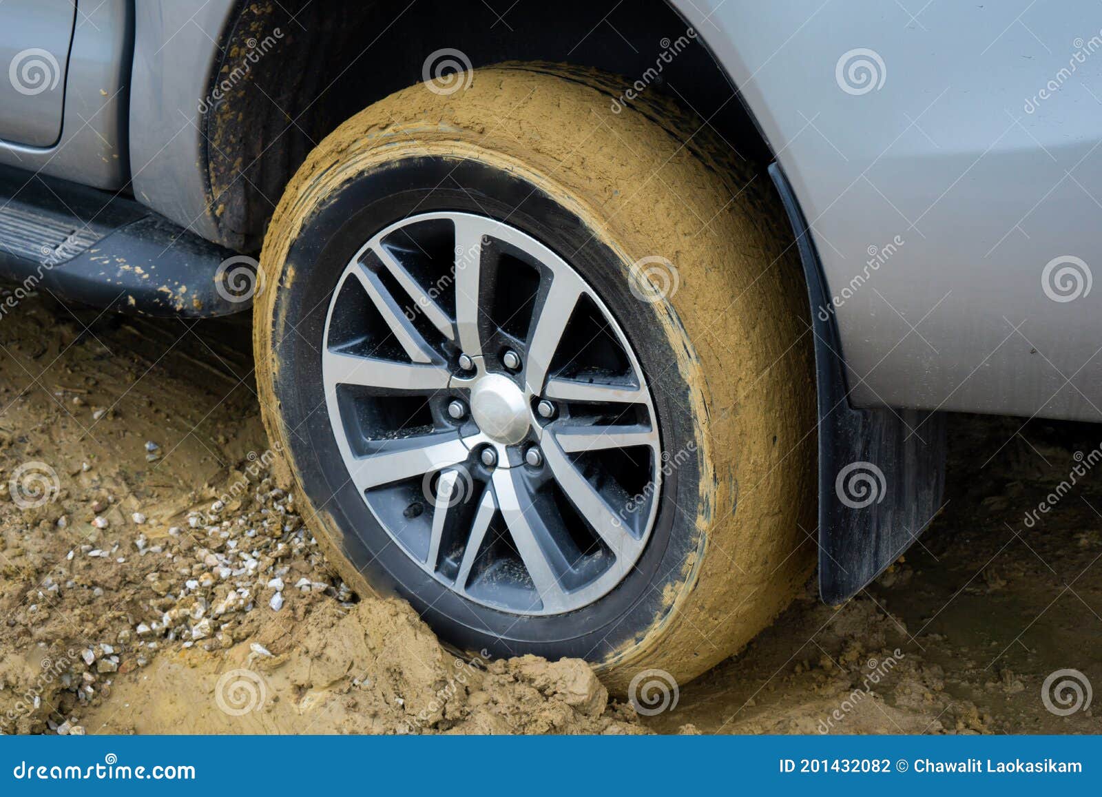 Car wheels stuck in mud. stock photo. Image of adventure 201432082