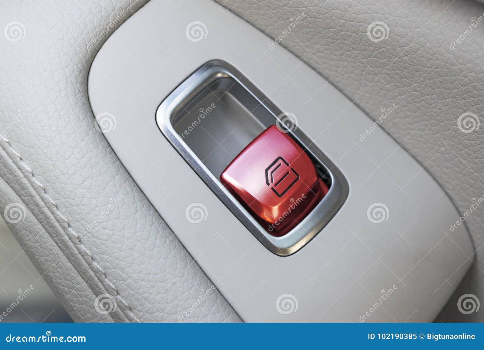 Car White Leather Interior Details Of Door Handle With