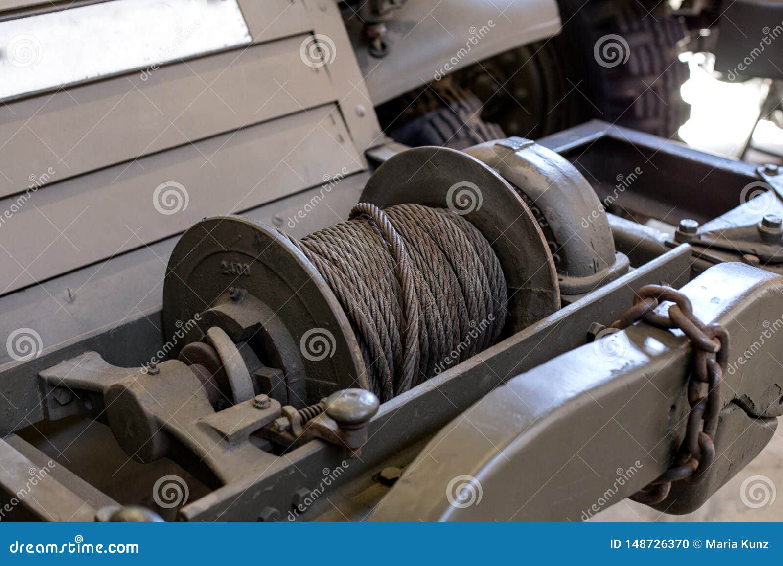 Car Winch on a Military Car Stock Photo Image of grip, ball 148726370