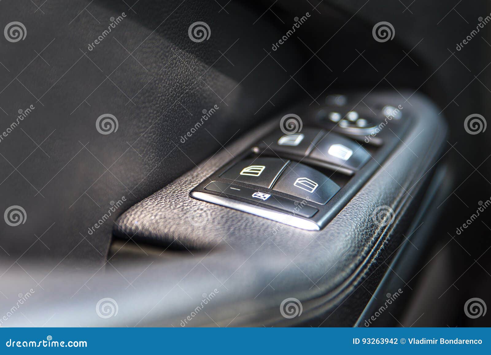 Car window control panel stock photo. Image of grey, control 93263942