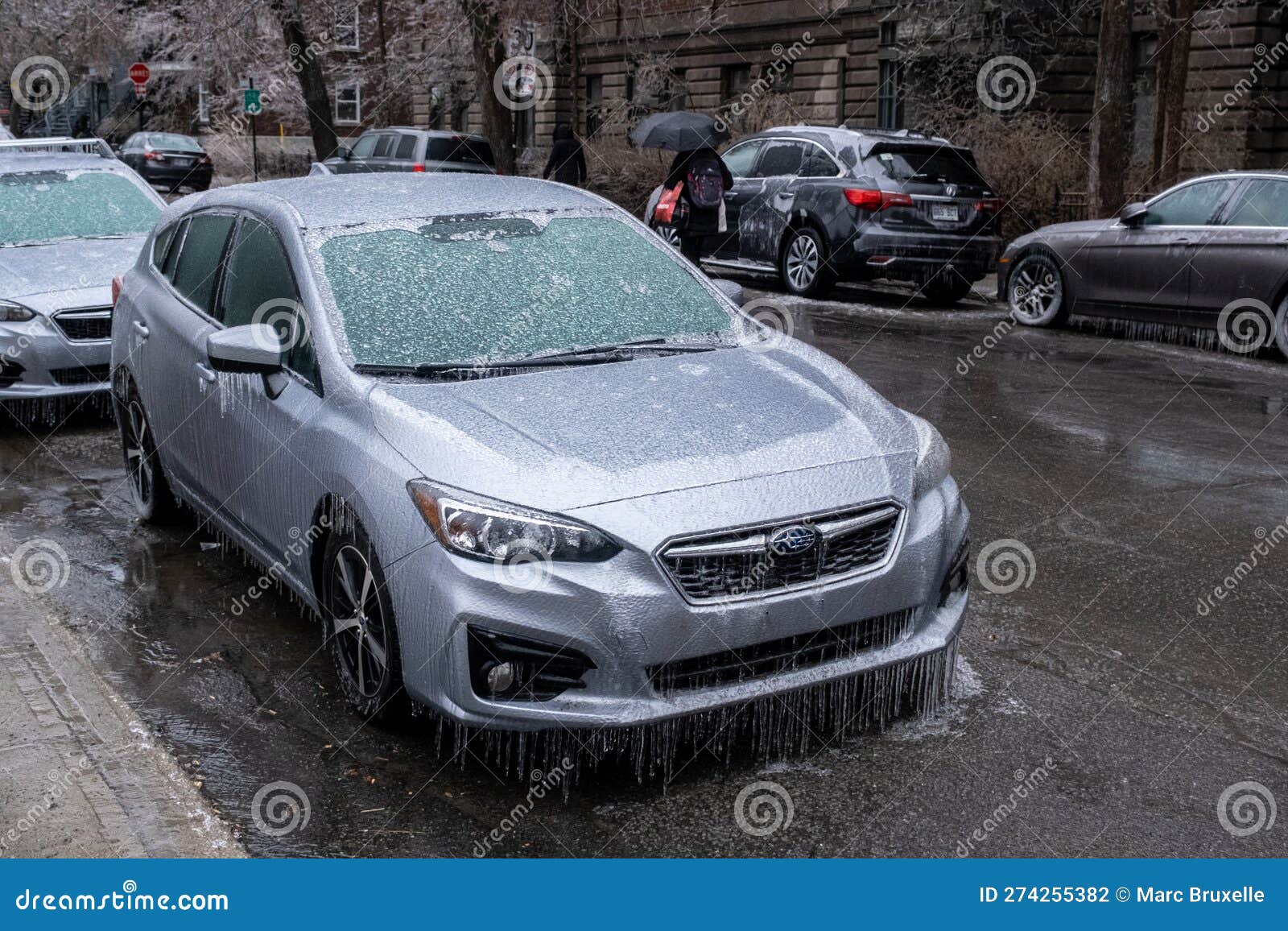 Car Window and Windscreen after Freezing Rain Editorial Photography
