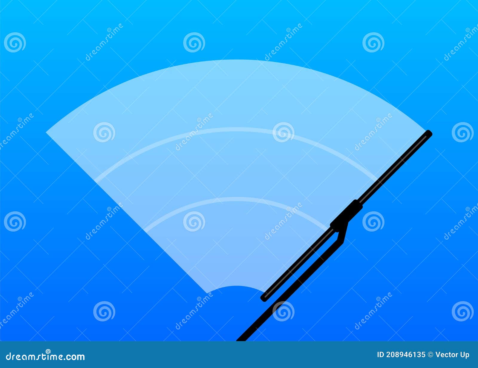 Car Windscreen Wiper Glass, Wiper Cleans the Windshield on Blue