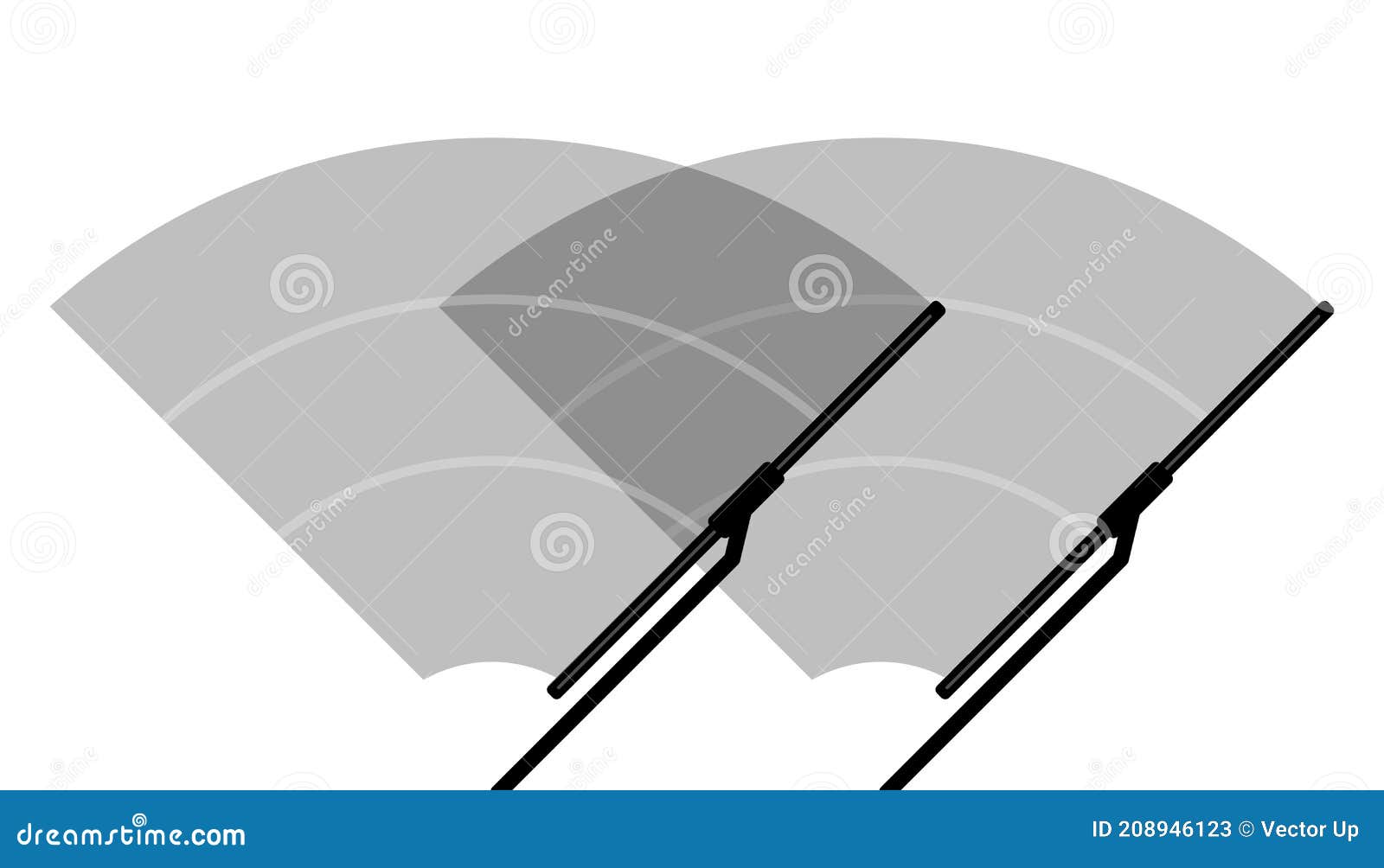 Car Windscreen Wiper Glass, Two Wiper Cleans the Windshield on White