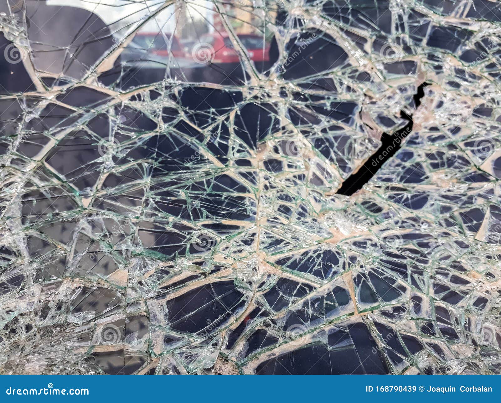 Car Windshield Shattered with Stones by Vandals Stock Image Image of