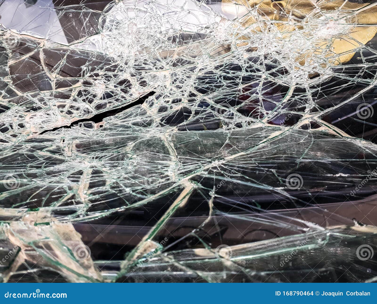 Car Windshield Shattered with Stones by Vandals Stock Photo Image of