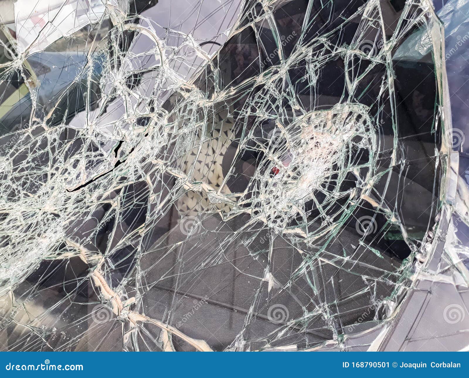 Car Windshield Shattered with Stones by Vandals Stock Image Image of