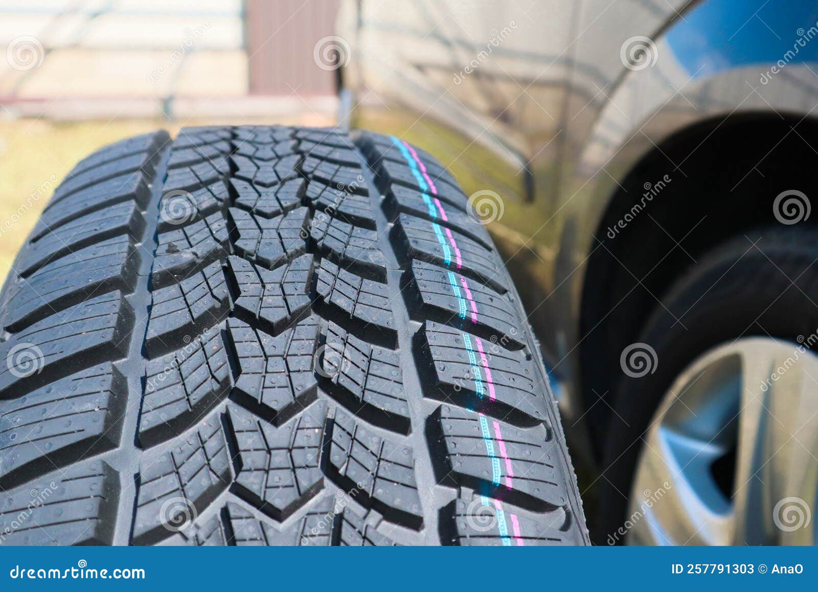 Car Winter Tire Texture Plan. Tread Pattern. Rubber Wheels for Winter