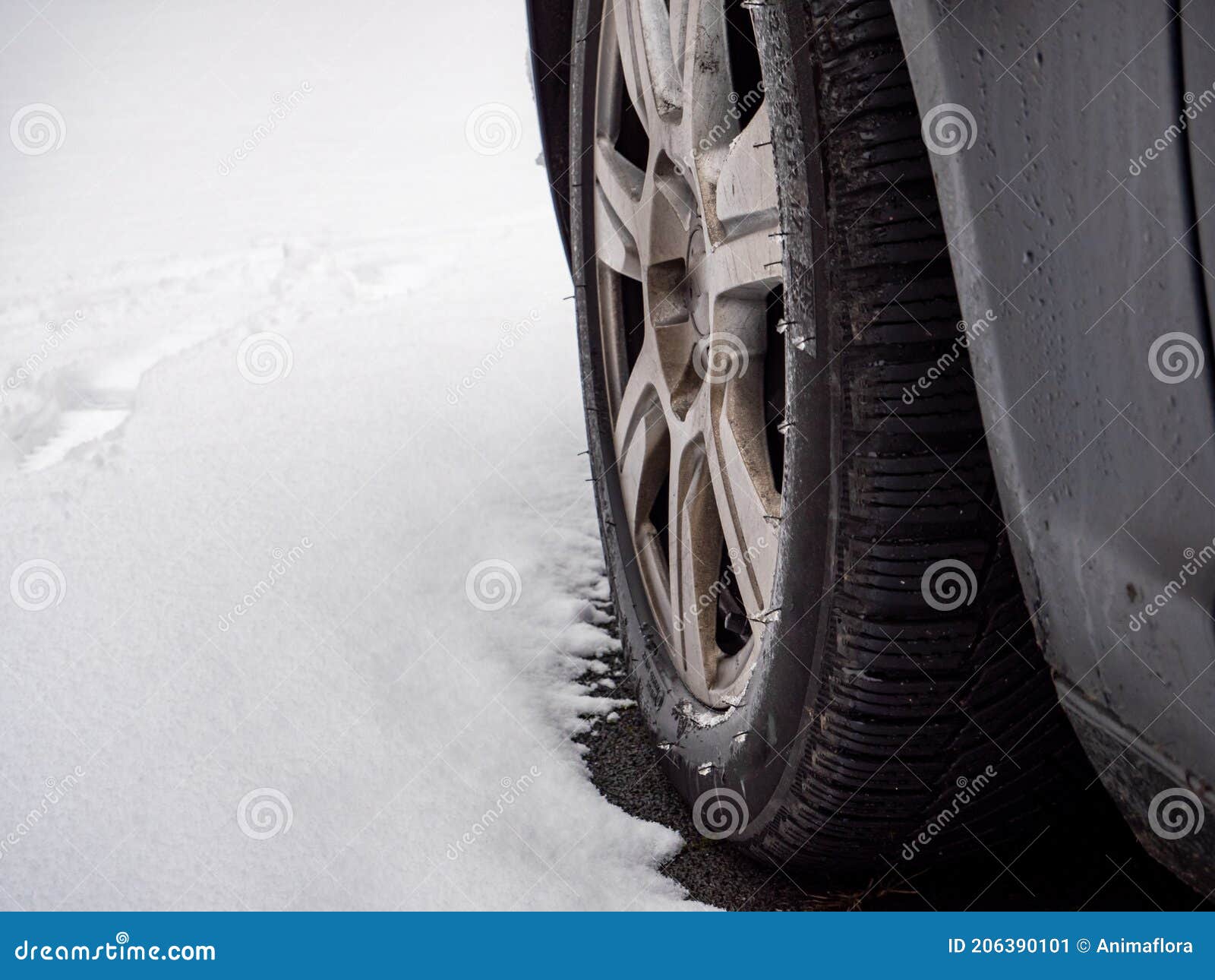 Car with Winter Tires and Snow Stock Image Image of shovel, caretaker