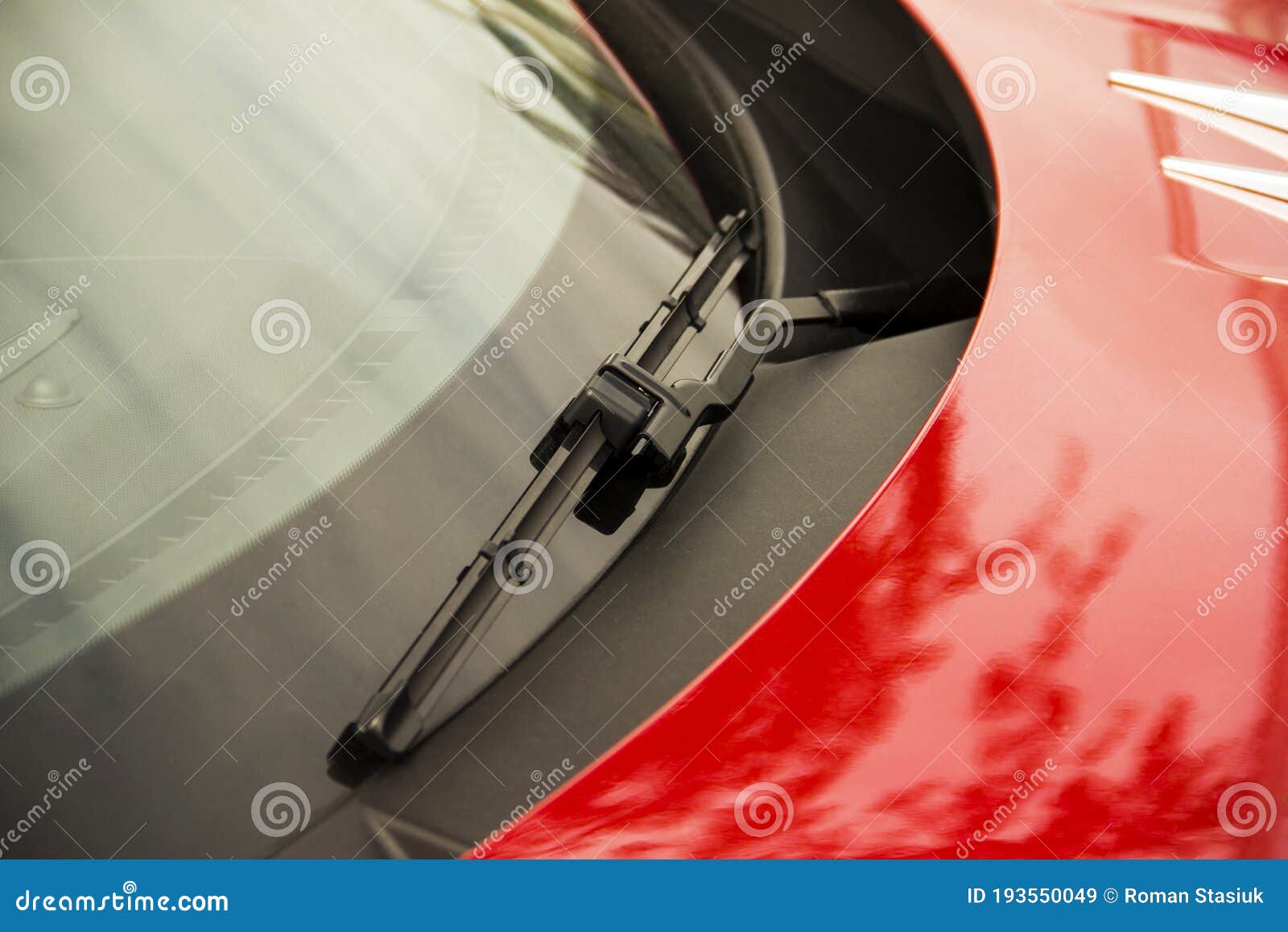 Car Wiper Close Up. Part of a Red Car Stock Image Image of design